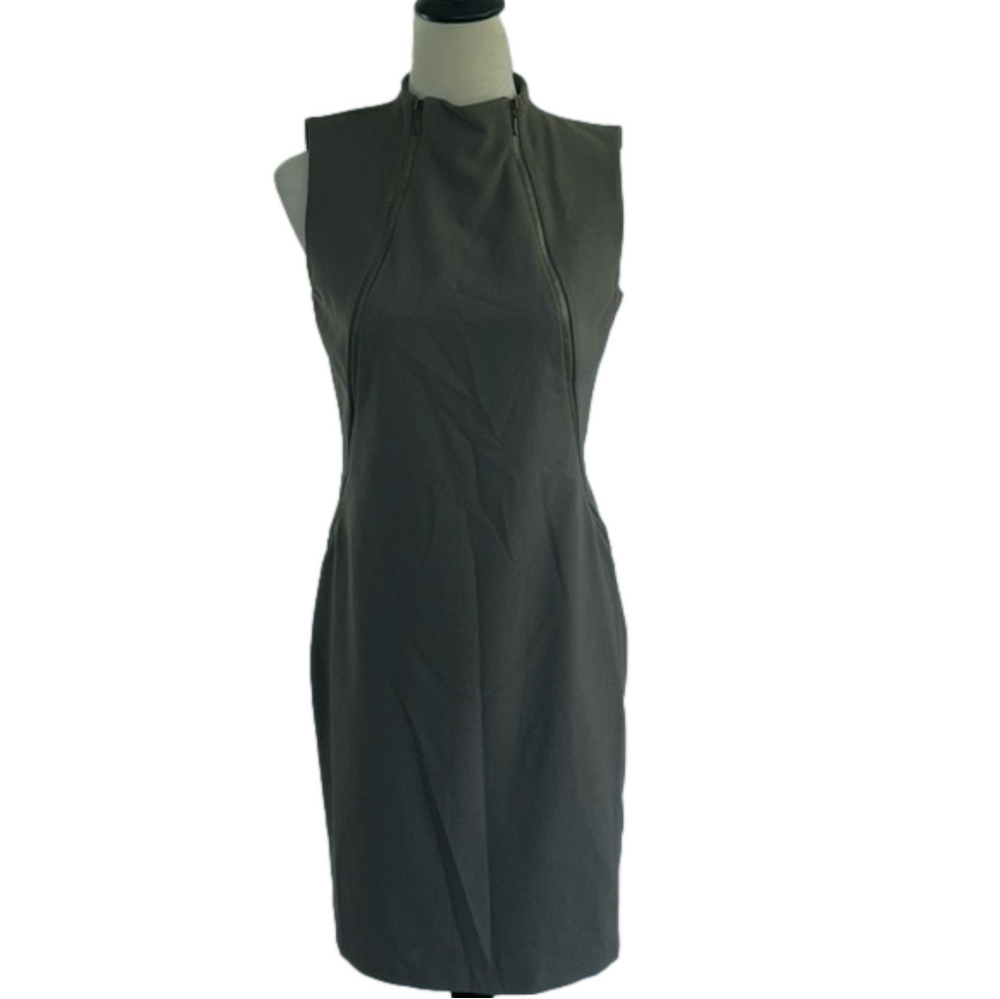 Unique deep Green/Brown Zipper Dress: Size 4 - Picture 1 of 8